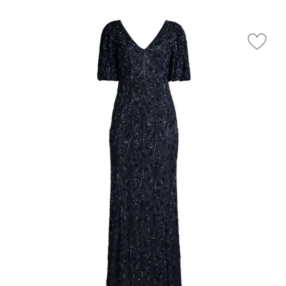 Aidan Mattox Beaded V-Neck Formal in Twilight